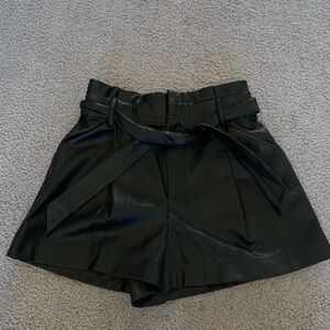 Zara Women's Black Leather Shorts